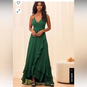 Lulus In Love Forever Emerald green lace up high low dress